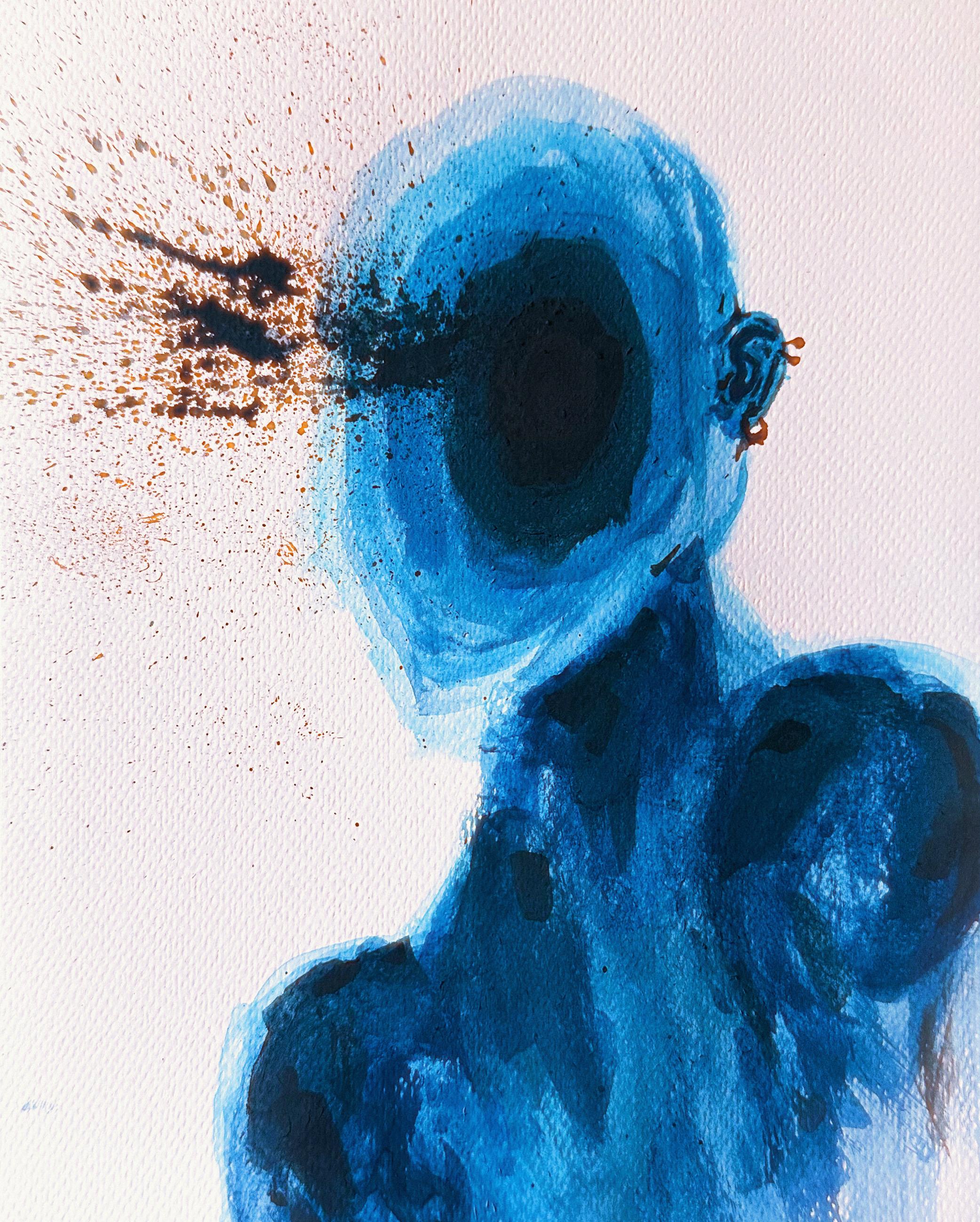 A luminous variation of a blue figure whose inner contents burst outward, now rendered with a brighter and more radiant atmosphere.
